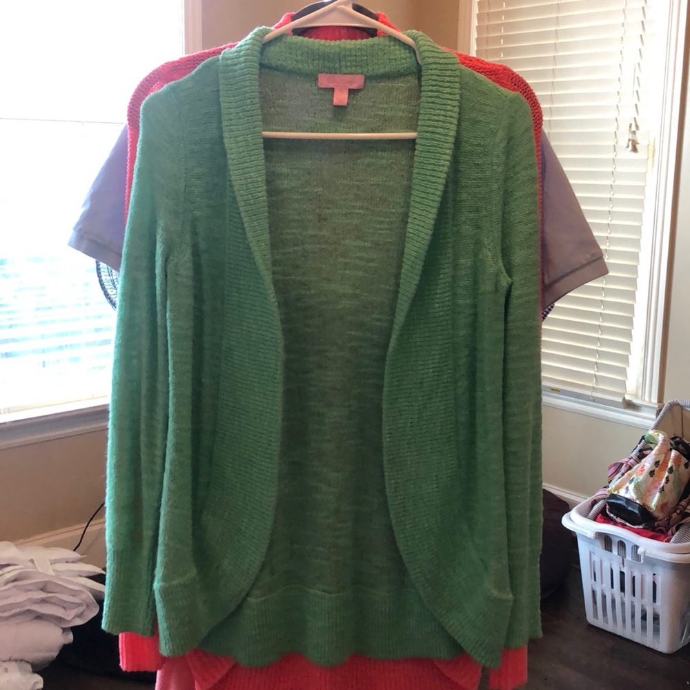 LN Mint Lilly Pulitzer Amalie open front cardigan.
